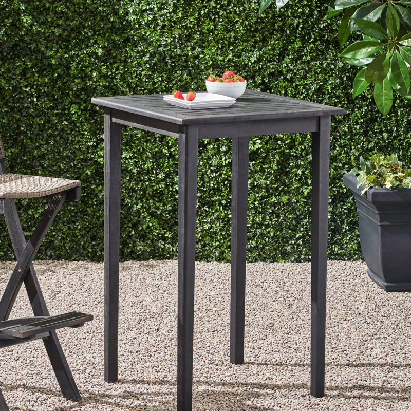 Table de bar d'extérieur en bois de style minimaliste gris foncé de 40 pouces, fabriquée à partir de