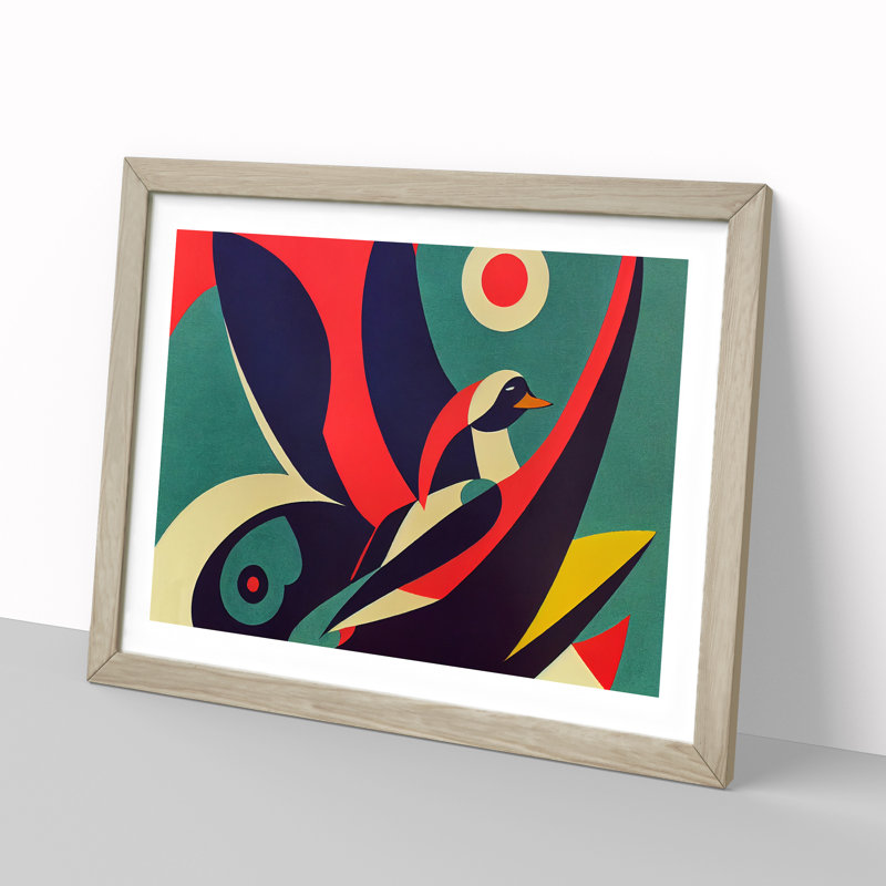Swan Abstract Art Vol.2 1 Piece Single Picture Frame Wall Art, 25cm H x 34cm W x 2cm D, Oak Framed