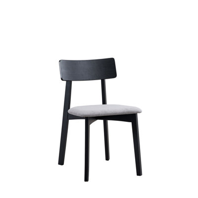 Chaise d'appoint en lin véritable gris et finition noire