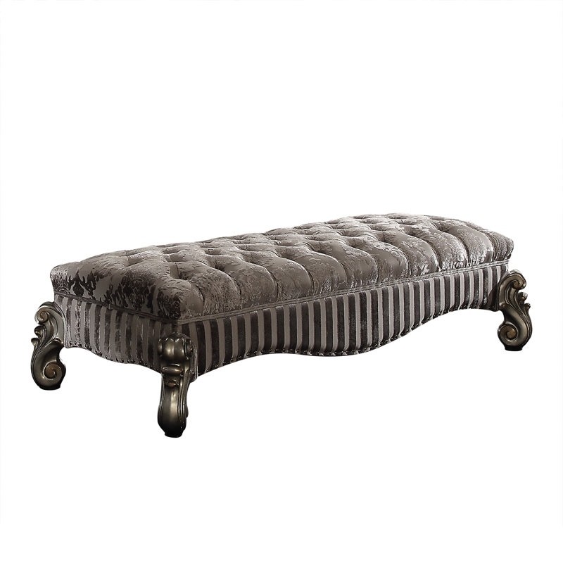Castellano Upholstered Bench with Button Tufted, Grey