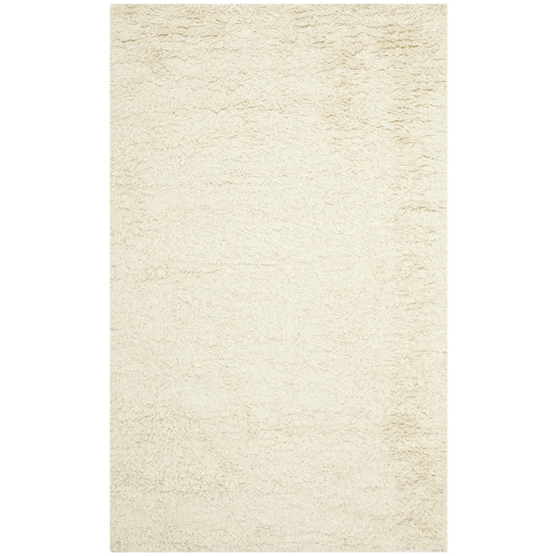 Tapis en laine ivoire tissé à la main Delane, Rectangle 4 pi x 6 pi