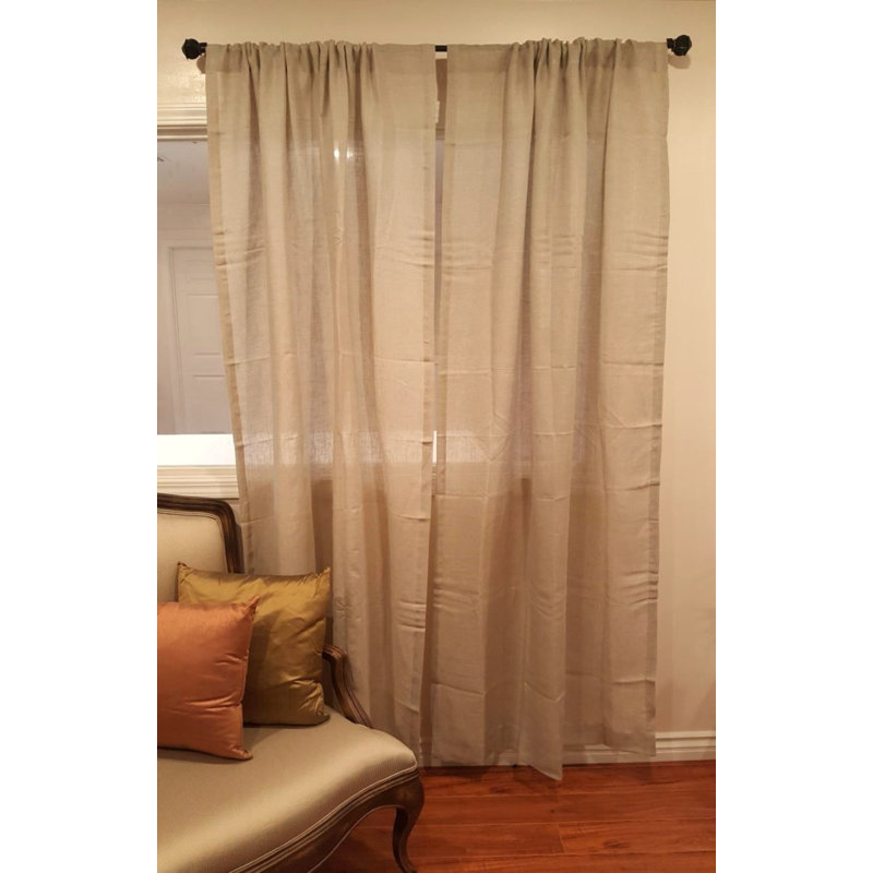 Aultman Linen Sheer Curtain Single Panel, Natural, 42" W x 108" L