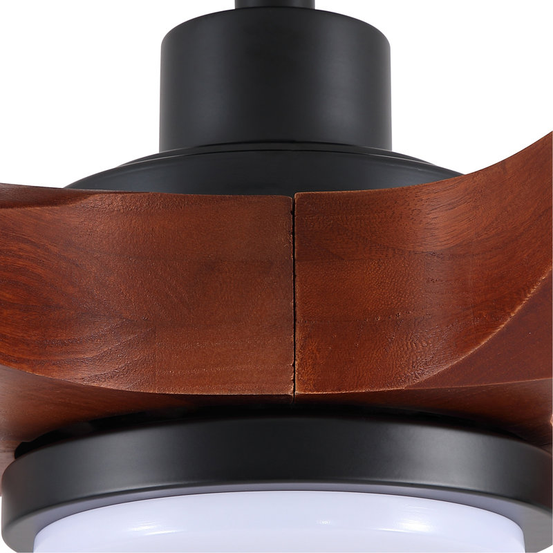 Ventilateur de plafond 60 po en bois massif d'acajou rétro avec lumière et télécommande, silencieux, à intensité variable, 3 CCT, réversible à 6 vitesses, ventilateurs de plafond CC silencieux pour une utilisation intérieure ou extérieure couverte, homologué ETL