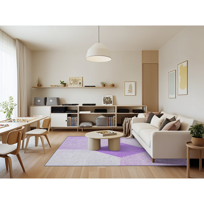 Tapis mauve à métier motorisée, Rectangle 7 pi x 9 pi