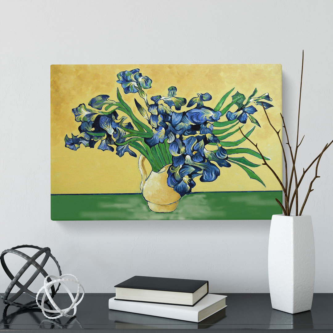 Vase of Irises Vol.2 by Vincent Van Gogh - Wrapped Canvas Painting