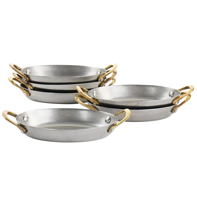 6 Piece Mini Oval Au Gratin Pan Set with Brass Handle