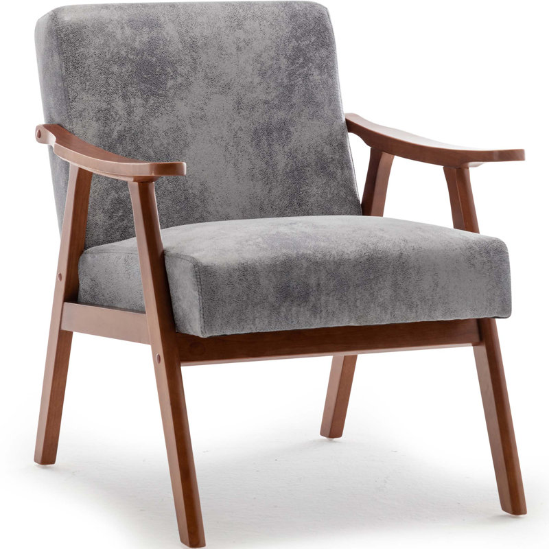 Jacine Armchair, Gray Faux Leather, 32.3" H x 26.0" W x 31.1" D