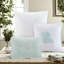 Ensemble de literie surdimensionné en jacquard de coton, édredon turquoise avec broderie corail pour la maison