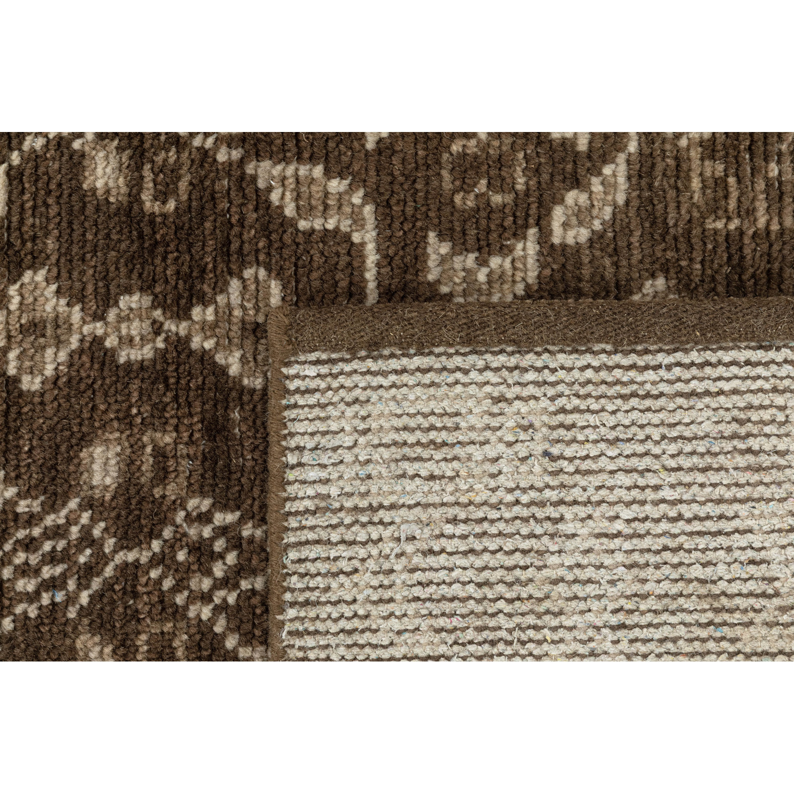 Villa Hand Knotted Wool Indoor Rug, Brown, 2'6x8'