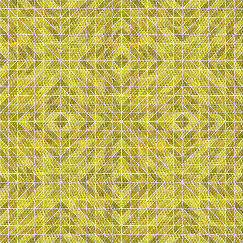 Tapis jaune / brun à motif géométrique Janssen, Carré 6 pi