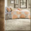 Grands ensembles de literie en damas, microfibre douce, design orange moderne pour le décor de la chambre à coucher