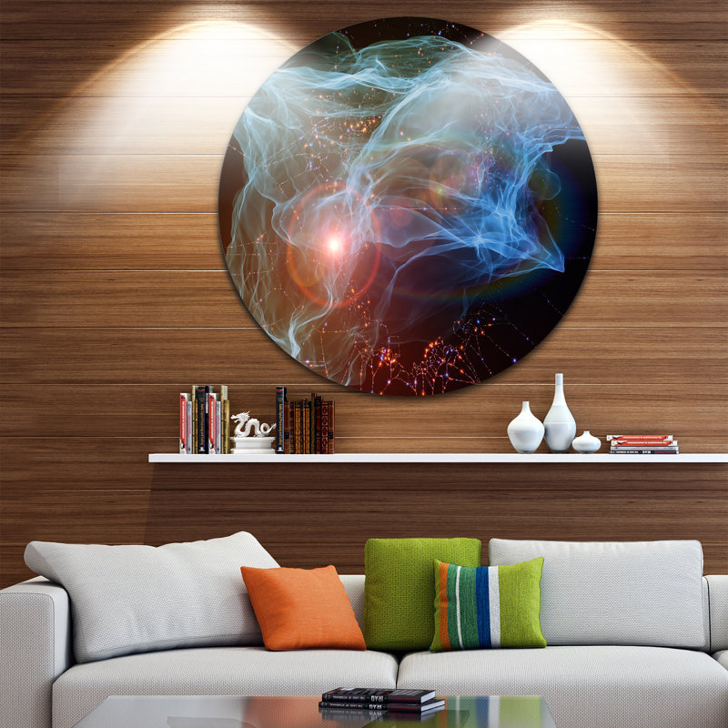 « light blue lights of network », reproduction d’impression sur métal, H 38 po x l 38 po x P 1 po