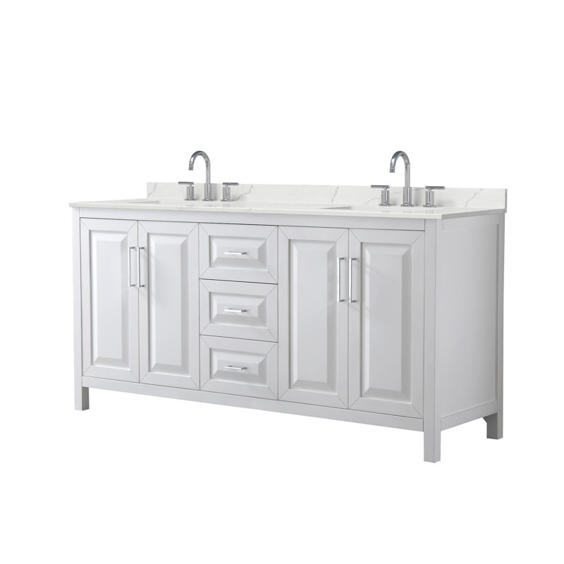 Daria 72'' W Vanity, Polished Chrome, White, White Quartz
