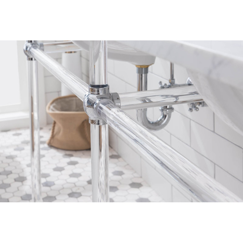 Empire Stone Oval Console Bathroom Sink with Faucet and Overflow, Chrome