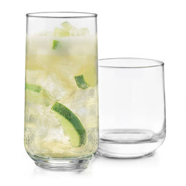 Lemonsoda Crystal Bubble Base Collins Glass Highball Tumbler - Set of 4 - Unique Design Great for Water, Juice, Beer, Cocktails, and More - 12oz, Size