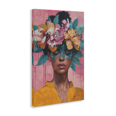 Woman With Floral Headdress Canvas, design by LSR Design Studio