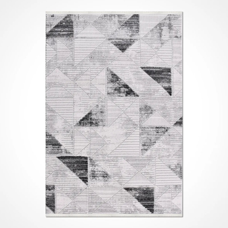 Tapis en polypropylène gris moderne Jalura résistant aux taches et facile à nettoyer, 5 pi x 7,5 pi