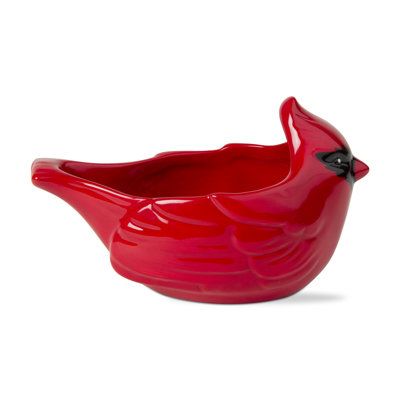 Cardinal Bowl Red Ceramic Christmas 9 Oz