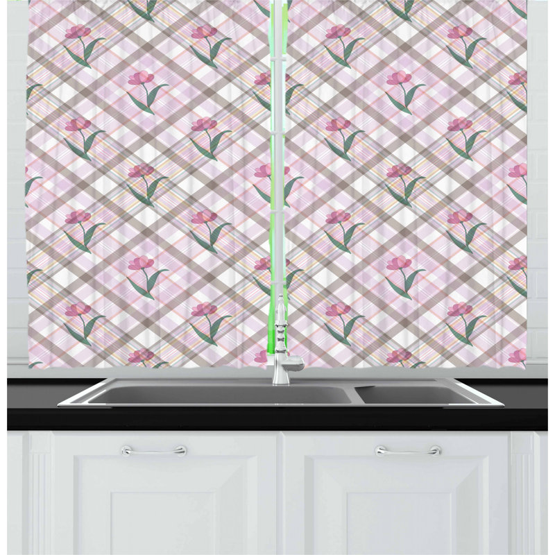 Floral Pointed Kitchen Curtain