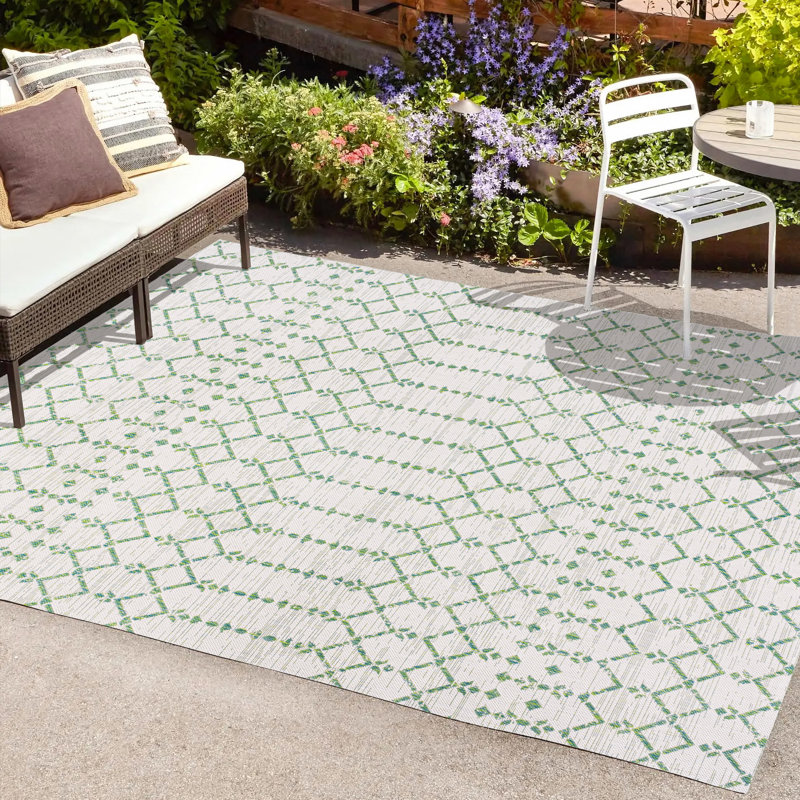 Tapis d'intérieur / extérieur Crompton, Vert/Ivoire, Rectangle 3 pi 1 po x 5 pi