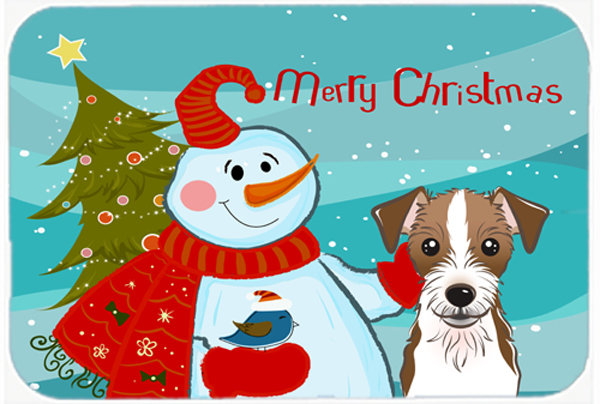 Caroline's Treasures Snowman Buddies with Jack Russell Terrier Glass Cutting Board