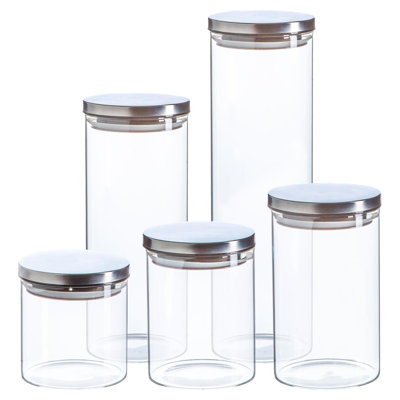 Argon Tableware Scandi Storage Jars with Metallic Lids