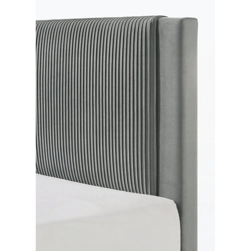 Mobilier de chambre à coucher avec lit plateforme moderne, Gris clair, Full