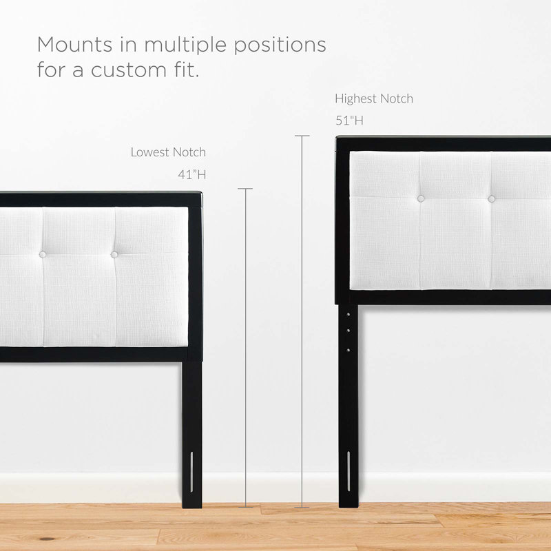 Draper Tufted Fabric and Wood Headboard, King, Black/White