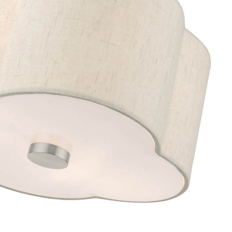Plafonnier semi-encastré 2 lumières Swarthout, Nickel brossé, H 8,5 po x l 11 po x P 11 po