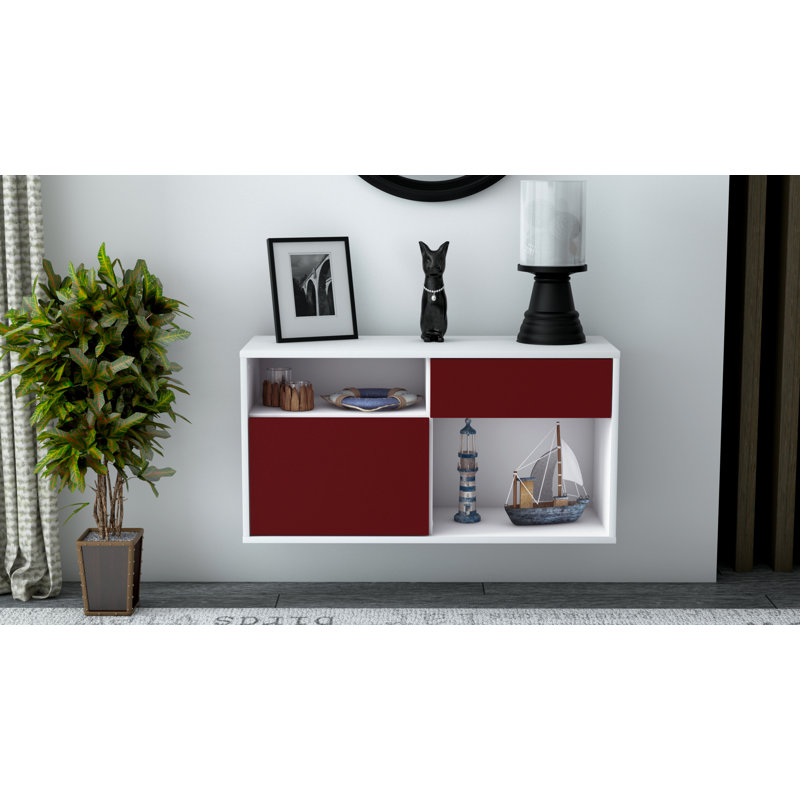 Matthieu Unfinished Floating TV Stand, Red