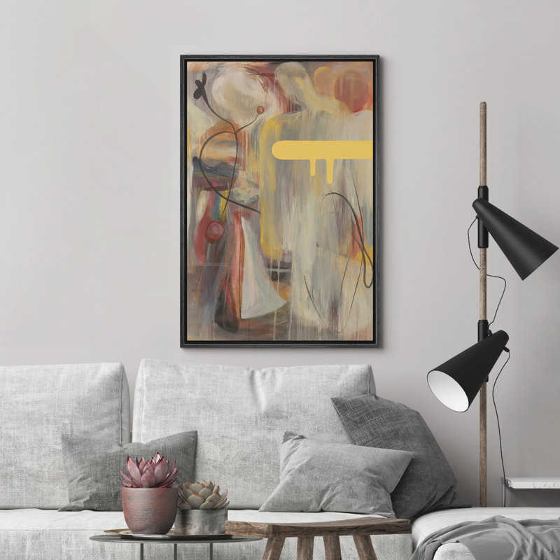 «Neutral Abstract Wall Art», reproduction d'art sur toile encadrée, Noir, H 24 po x l 16 po