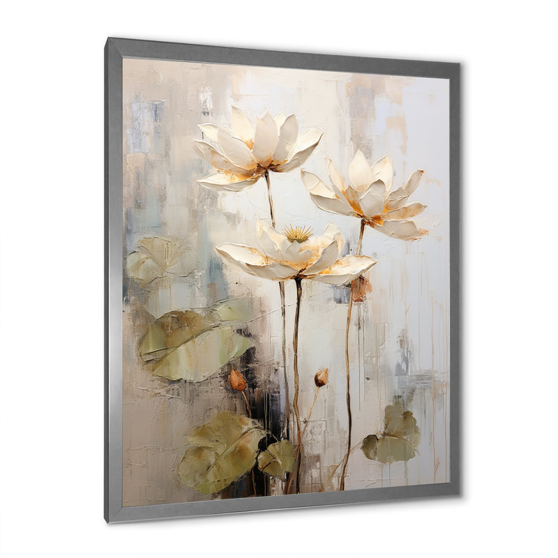Rétro connexion de lotus I, Cadre photo argenté, H 44 po x l 34 po x P 1,5 po