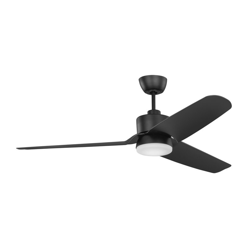 Thibeault Indoor Ceiling Fan with Threaded Downrod, Midnight Black ABS blades and Handheld Remote