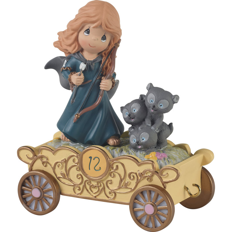 Merida Resin Figurine on Gold Cart with Bears, 4.25 inches