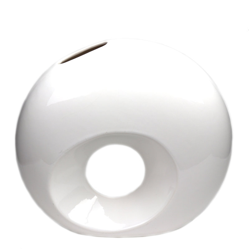 Vase de table Global, Blanc, H 10 po x l 11,5 po x P 3,5 po