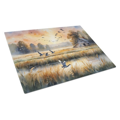 Geese in Flight Glass Cutting Board