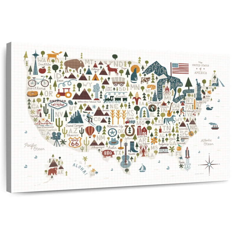 Aliaz Illustrated USA Warm, 32" H x 48" W
