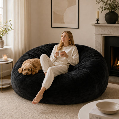 Fauteuil à billes géant en mousse à mémoire de forme de 6 pieds, chaise longue pour adulte, spacieux - convient à n'importe quelle pièce, parfait pour les soirées cinéma et la lecture