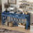 Acacia Veneer Console Table With 4 Spacious Drawers, Modern Crisscross Design Entryway Table With Open Bottom Storage,Farmhouse Sofa Table For Living Room,Kitchen,Dining Room,Hallway-1874741267