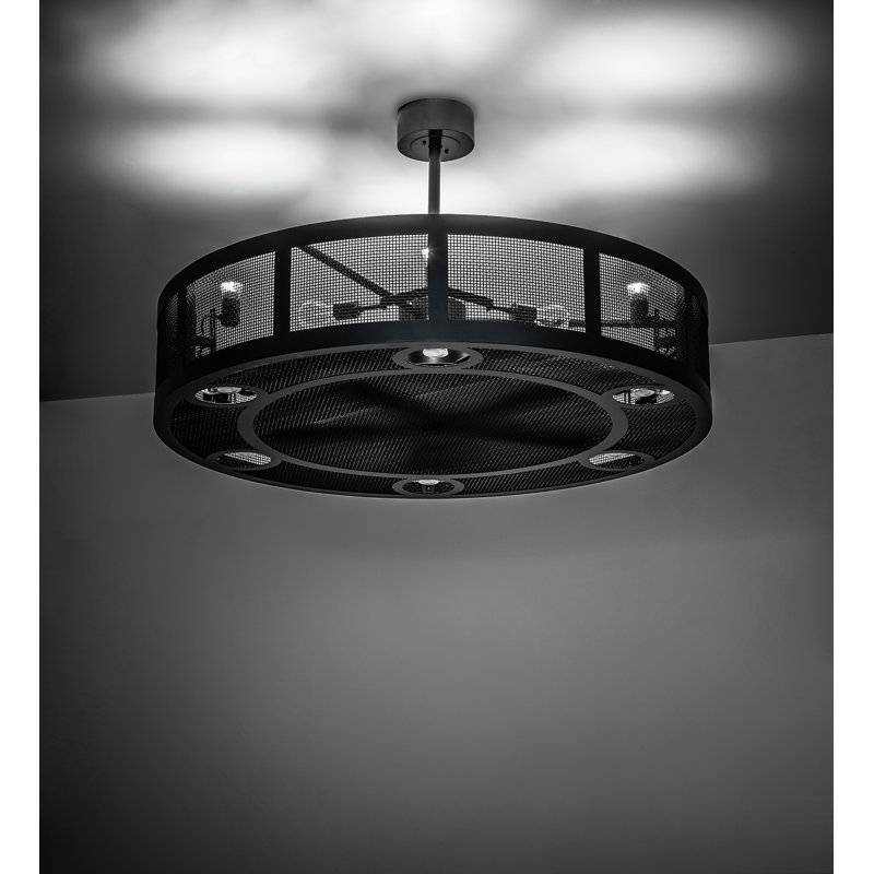 48" Wide Paloma Golpe Chandel-Air, Satin Black Wrought Iron, 10" H x 56" W x 56" D