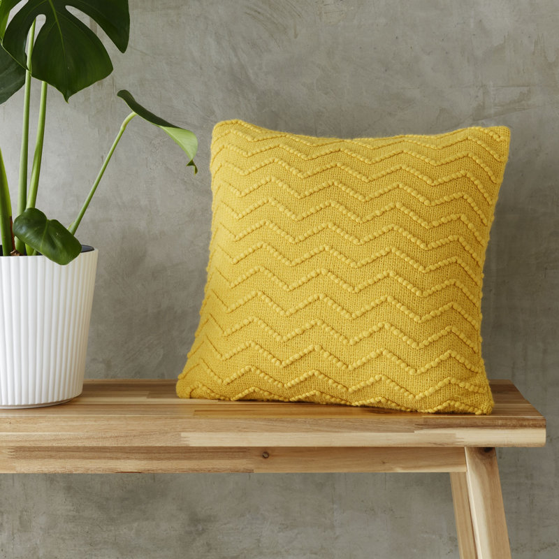 Chevron 43" H Cushion with Filling, Ochre