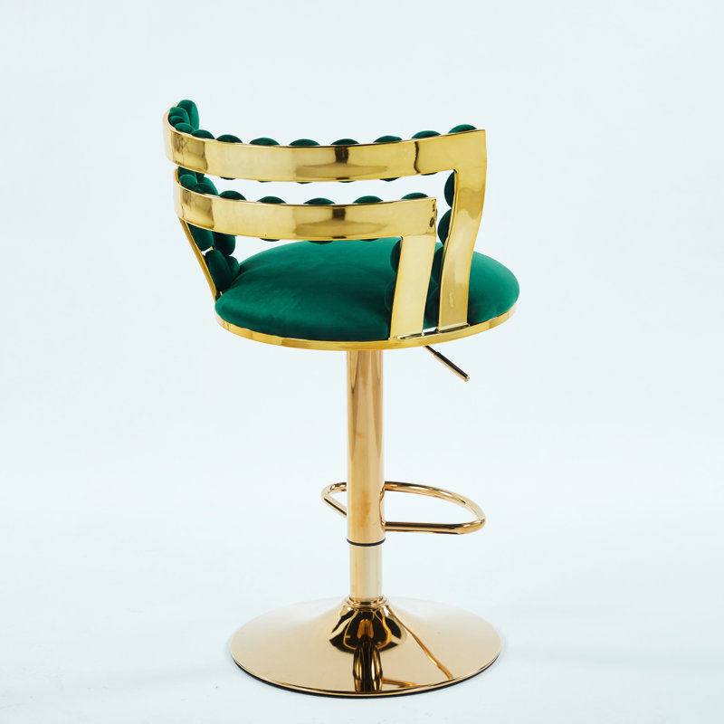 Chaise de bar moderne (paire), pieds tubulaires en fer doré, siège rembourré doux, dossier confortable pour divers espaces, option d'assemblage facile offerte offerte (deux chaises), acier inoxydable