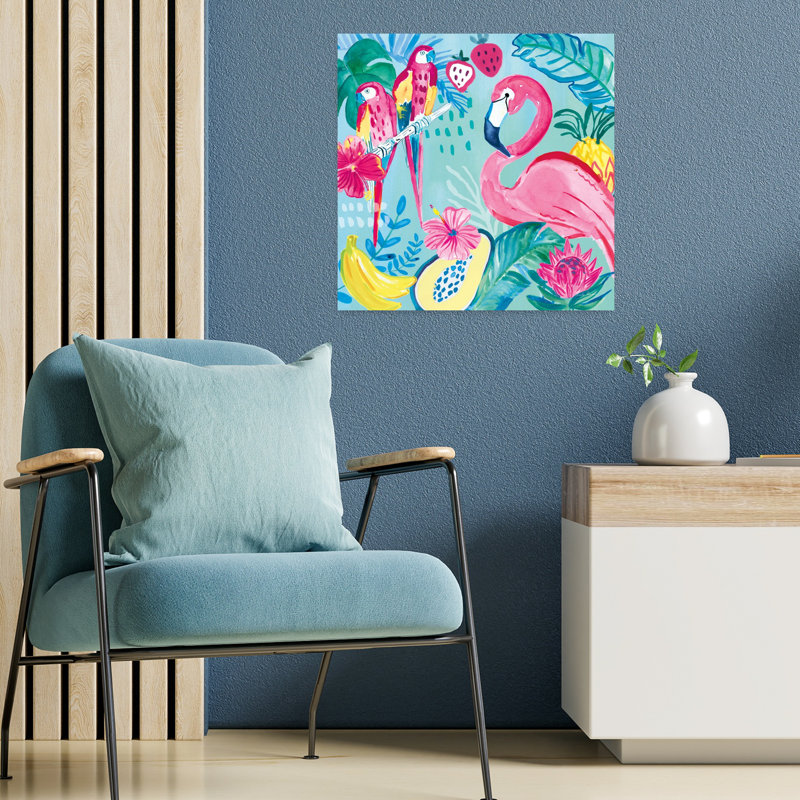 Flamants tropicaux fruités V avec art animalier, H 18 po x l 18 po