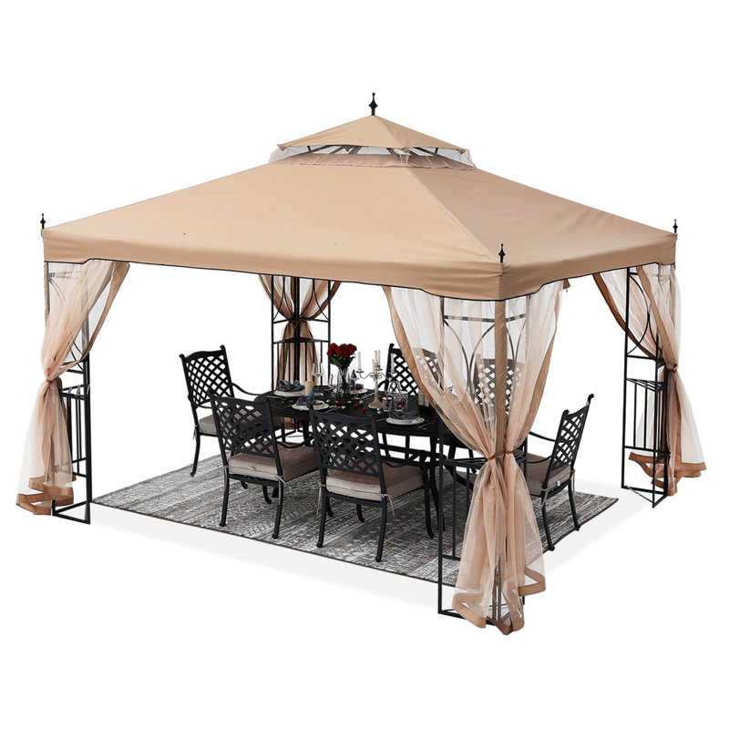 Steel Patio Gazebo The Soft Roof Gazebos, Khaki, 10 ft x 10 ft
