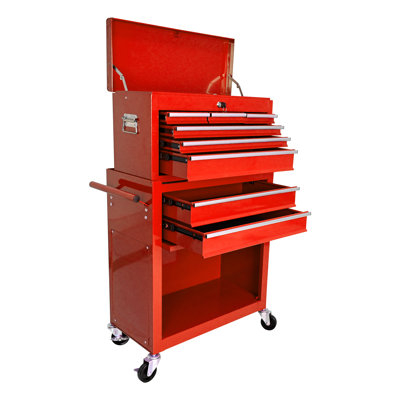 Coffre à outils à roulettes à grande capacité à 8 tiroirs avec roulettes - Armoire de rangement verrouillable en acier