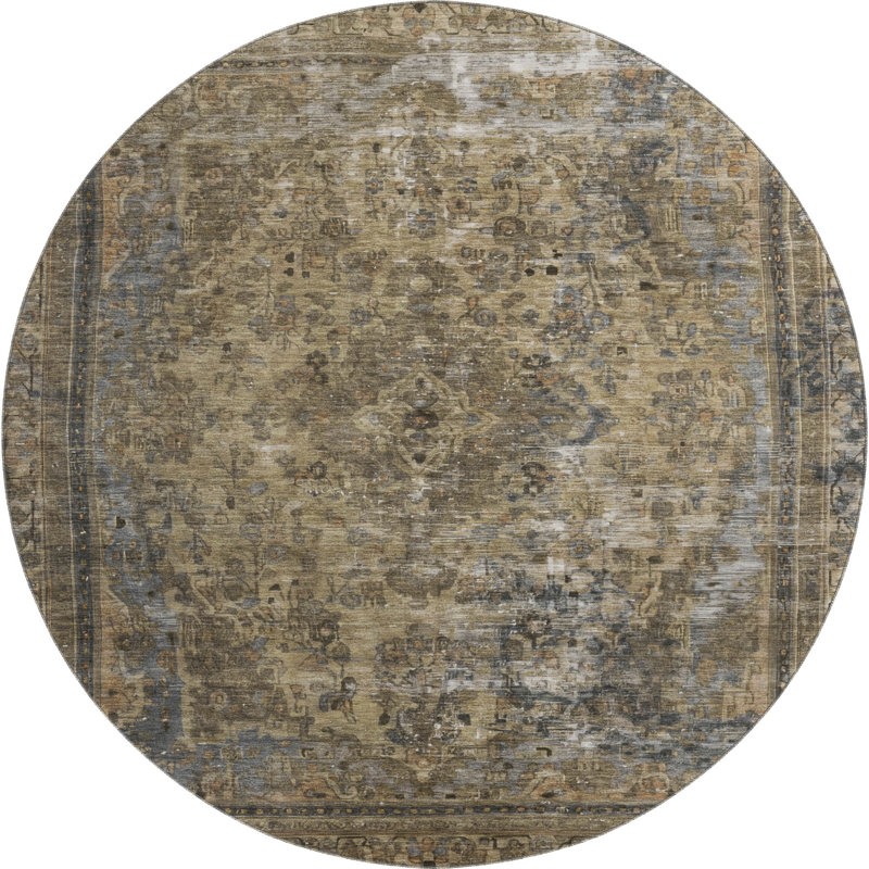 Premium Machine Washable Lampkins AMF1646 Global Rug, Round 8'