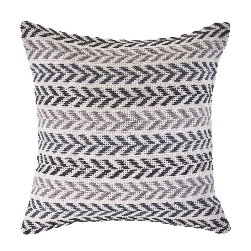 Coussin 100% coton tissé à la main, Gris / Noir, Housse de coussin seulement - sans coussin