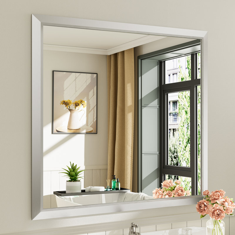 Miroirs de salle de bain modernes et contemporains en métal biseauté rectangulaire / carré avec verre trempé HD