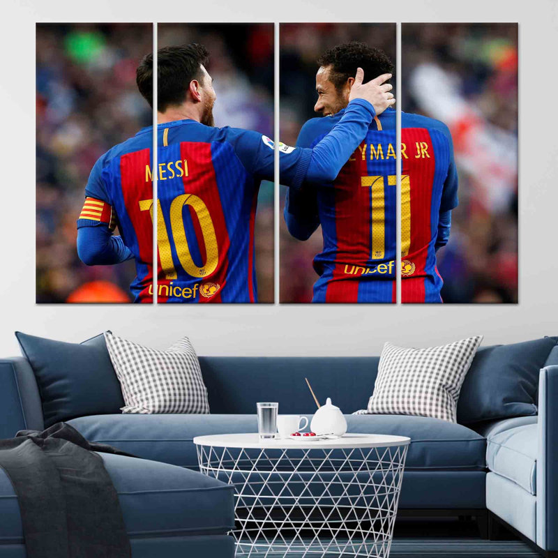 «Elegant Messi & Neymar Football», reproduction d'art sur toile, toile tendue 4P, 31,5 po H x 63 po l