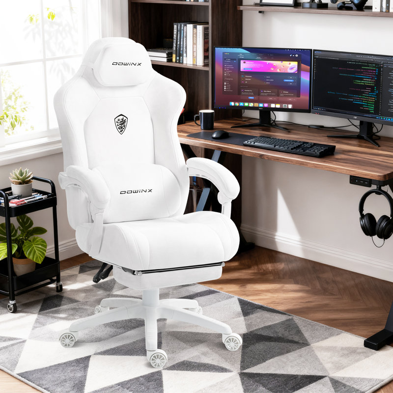 Big and Tall Gaming Chair with Footrest and Suede Fabric, Office Game Chair with Pocket Spring Cushion, High Back Ergonomic for Adults, 440LBS